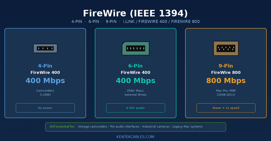 FireWire IEEE 1394 Explained: 4-Pin, 6-Pin, 9-Pin, and Why It's Still Used