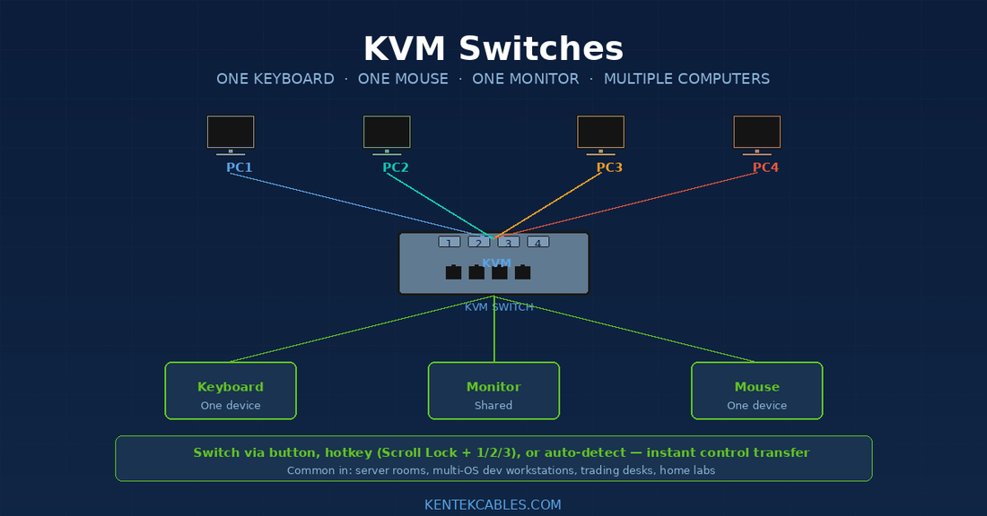 KVM Switches Explained: Control Multiple Computers from One Keyboard, Mouse, and Monitor