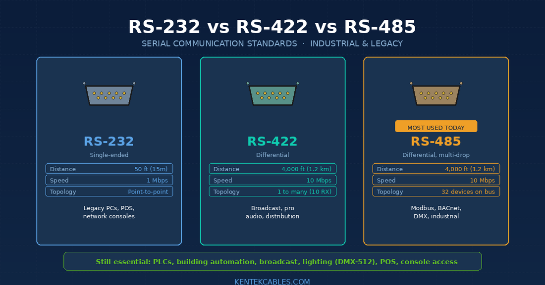 RS-232 vs RS-422 vs RS-485: Serial Communication Standards Explained