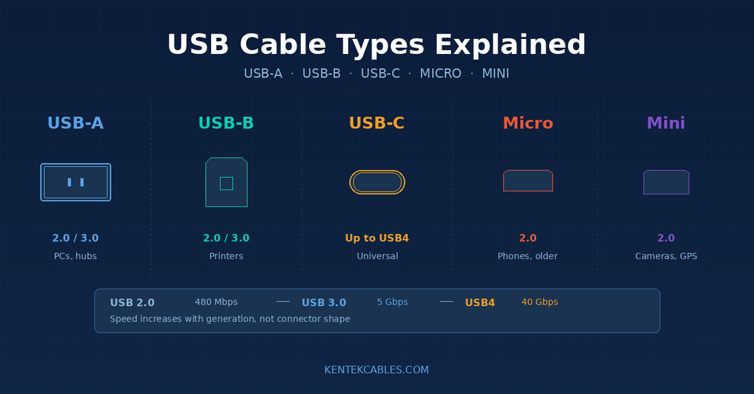 USB Cable Types Explained: USB-A, USB-B, USB-C, Micro, and Mini