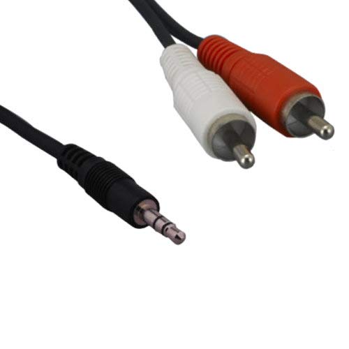 KENTEK 6 Inch 6" 3.5mm AUX Auxiliary Male to RCA RW Red White Male M/M Cable Cord Stereo Audio for PC Mac Audio Device MP3 Car Monitor