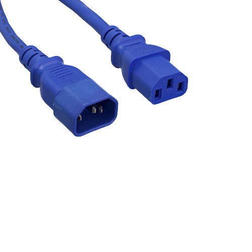 Kentek US Extension 3 Prongs AC Power Cord IEC320 C13 to C14 18 AWG 10A 250V Blue for PC/Monitor