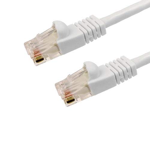 KENTEK CAT6 UTP Patch Cable 24 AWG 550 MHz Category 6 Unshielded Twisted Pair Short Body Connector Snagless Molded Boot Ethernet RJ45 Network Internet Cord White