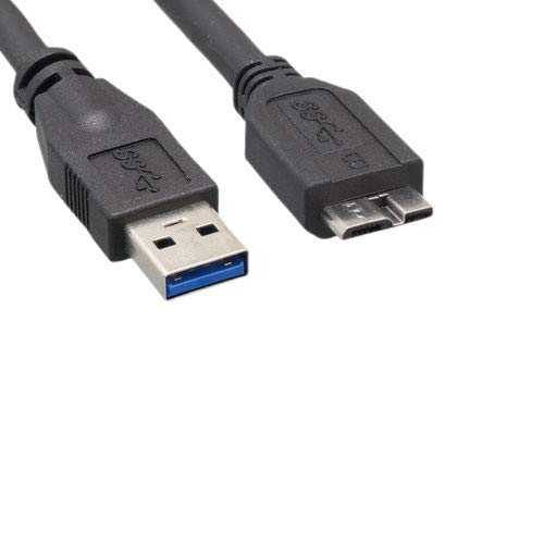 KENTEK SpuerSpeed USB 3.0 Type A Male to Micro B Male M/M Cable 28 AWG 5.0 Gbps Data Transfer Sync Charge Cord Black for PC HDD Printer Modem Camera