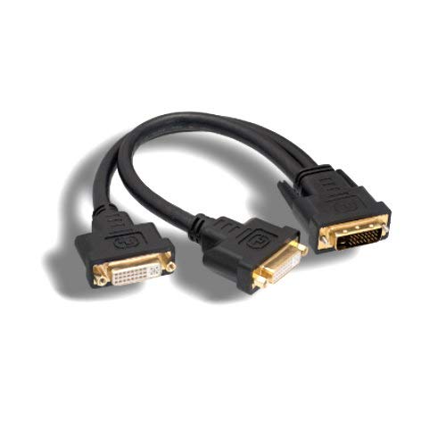 Kentek 1 feet FT DVI Digital 24+1 pin Dual Link DVI-D Male to 2 x DVI-D Dual Link Female Gold Plated y-Splitter Extension Cable Cord Black Monitor HDTV PC MAC TV LCD