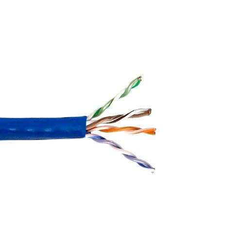Kentek 1000 Feet FT Plenum Rated CAT6 UTP Solid Bulk Cable 24 AWG 550 MHz Category 6 Unshielded Twisted Pair PVC Jacket Ethernet RJ45 Network Internet Cord Wire Blue