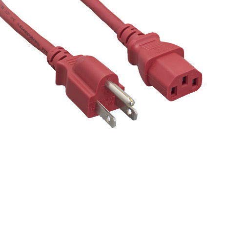 Kentek Standard US 3 Prongs AC Power Cord NEMA5-15P/IEC320 C13 18AWG 10A 125V Red