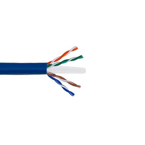 Kentek 1000 Feet FT CAT6 UTP Solid Bulk Cable 24 AWG 550 MHz Category 6 Unshielded Twisted Pair PVC Jacket Ethernet RJ45 Network Internet Cord Wire - Blue