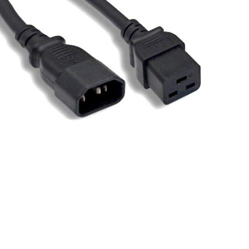 Kentek AC Power Cord 3 Prong Extension Cable IEC320 C14 to C19 14 AWG 15A 250V SJT Heavy Duty Black for Servers/Routers/Network Switches/Blade Server Enclosures/Data Rack