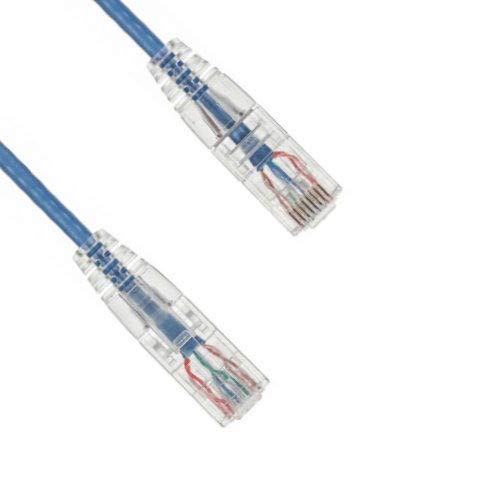 KENTEK CAT6 UTP Slim Patch Cable 28 AWG 550 MHz Category 6 Unshielded Twisted Pair Clear Connector Snagless Molded OD 3.6MM Ethernet RJ45 Network Internet Cord Blue