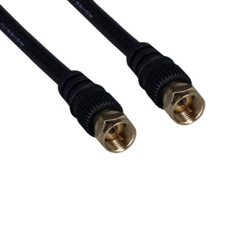 KENTEK RG-59 RG59 F-Type Screw On Gold Plated Cord Wire Connector Coax Coaxial 75 Ohm for Digital Cable Satellite TV VCR Black RG59U