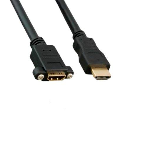 Kentek Panel-Mount Type HDMI 1.4 Extension Cable with Ethernet 4K 3D Male to Female M/F 28 AWG Gold-Plated Connector Cord HDTV Monitor Display Black