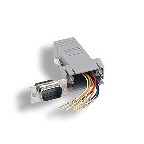 KENTEK D-Sub Modular Adapter DB9 Male to RJ45 RJ-45 Female M/F Serial Jack Plug Console Networking Ethernet Cat5E Cat6