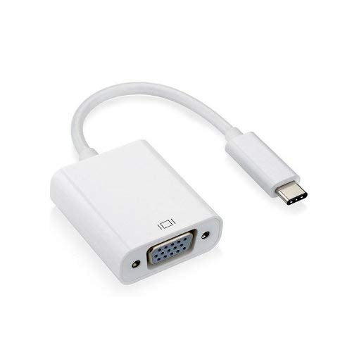Kentek USB 3.1 Type C to VGA Adapter Male to Female M/F Video Connector 1080p for TV Chromebook Surface Pro Lenovo Laptop PC White