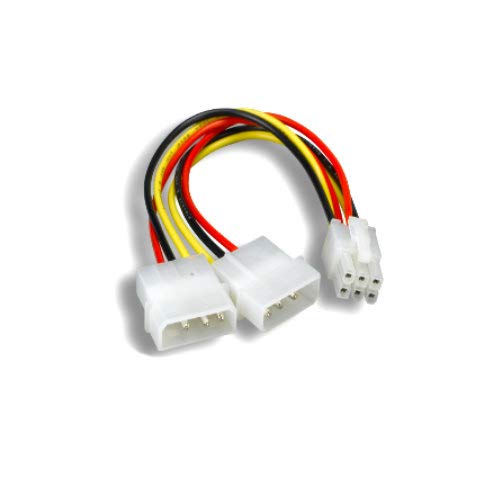 Kentek 8 Inch 8" 2 X 4 Pin 5.25 Male to PCI Express PCIE PCI-E 6 Pin Male M/M IDE DC Internal Computer PC Video Card Power Cable Adapter Cord