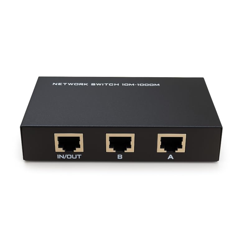 Kentek RJ45 2 Way Manual Data Switch Box Push Button Style Network I/O AB Female Port Phone Internet CAT5 CAT6 Devices
