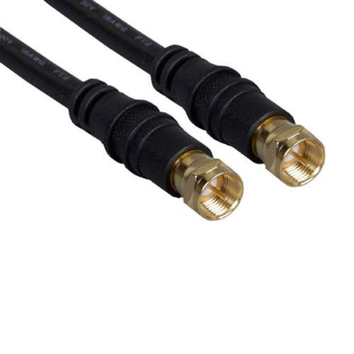 KENTEK RG-6 RG6 F-Type Screw On Gold Plated Cord Wire Connector Coax Coaxial 75 Ohm for Digital Cable Satellite TV VCR Black