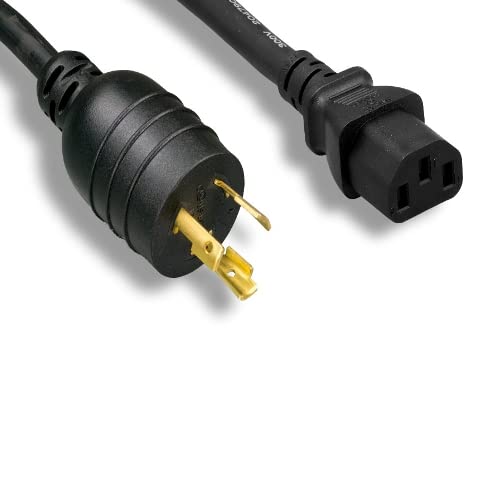 Kentek NEMA L6-20P to IEC-60320 C13 Power Cable 14 AWG 15A/250V SJT Locking for Network, Data Center