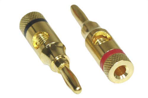 Kentek Pair of Speaker Audio Banana Plug Connector Open Screw Compression Type Gold Red Black for Audio Stereo System
