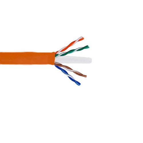 Kentek 1000 Feet FT CAT6 UTP Solid Bulk Cable 24 AWG 550 MHz Category 6 Unshielded Twisted Pair PVC Jacket Ethernet RJ45 Network Internet Cord Wire - Orange