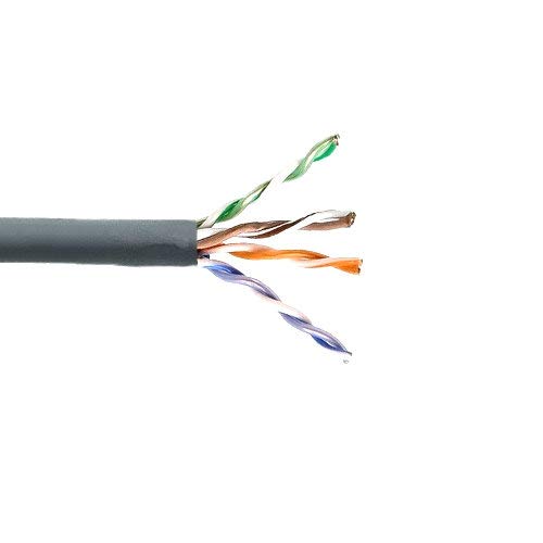 Kentek 1000 Feet FT Plenum Rated CAT6 UTP Solid Bulk Cable 24 AWG 550 MHz Category 6 Unshielded Twisted Pair PVC Jacket Ethernet RJ45 Network Internet Cord Wire Gray