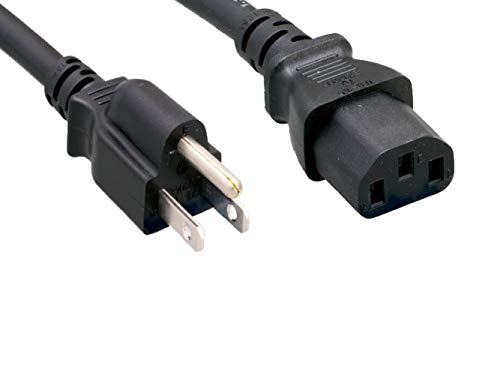 Kentek Shielded Standard 3 Prongs AC Power Cord NEMA5-15P/IEC320 C13 18 AWG 10A 125V Black