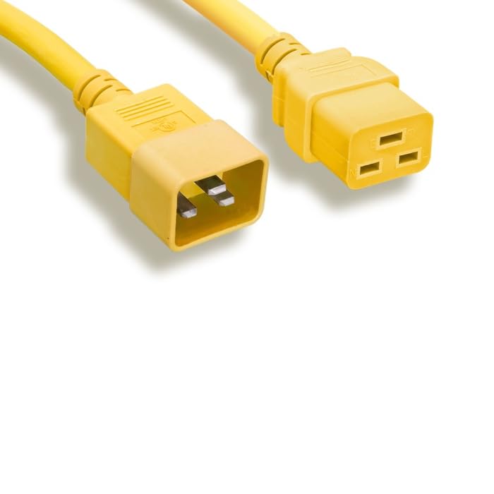 Kentek Yellow 12AWG Color Power Cable IEC60320 C19 to IEC60320 C20 20A/250V Jumper Cord