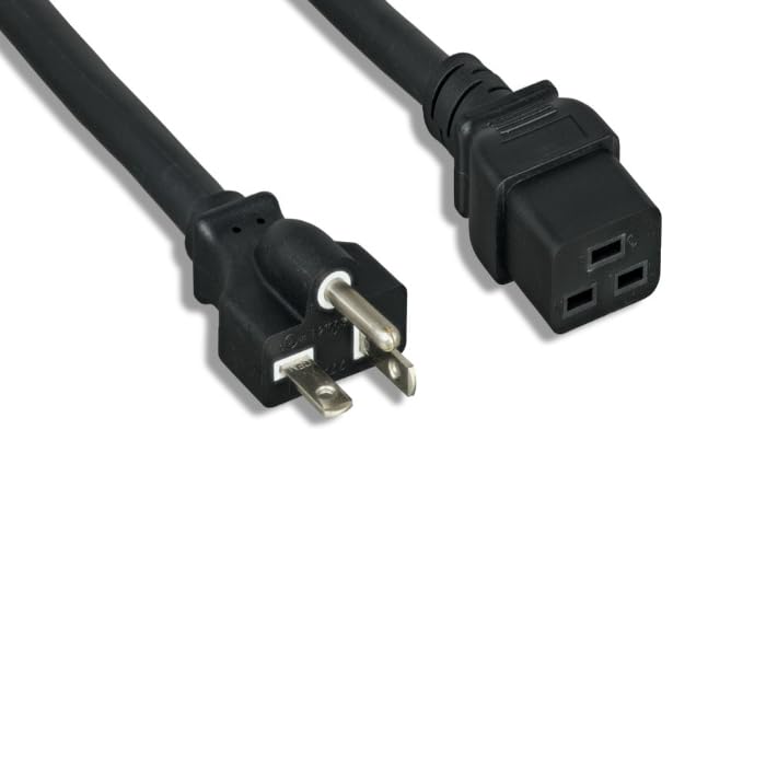 Kentek 12 AWG Power Cable Cord NEMA 5-20P to IEC-60320 C19 20A/125V SJT Black