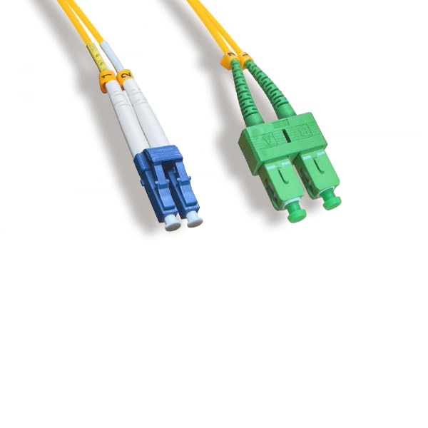 Kentek LC/UPC to SC/APC Fiber Optic Cable OS2 9/125 Duplex Single-Mode Patch Cord OFNR