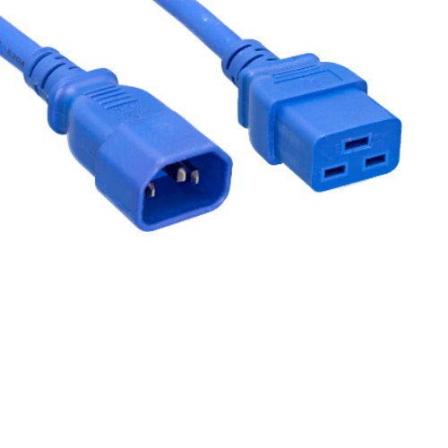 Kentek US AC Power Cord 3 Prong Extension Cable IEC320 C14 to C19 14 AWG 15A 250V Blue SJT Heavy Duty for Servers/Routers/Network Switches/Blade Server Enclosures/Data Rack