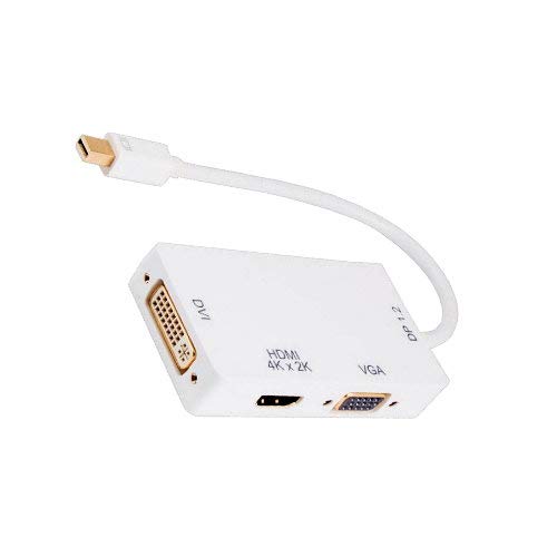 Kentek Mini Displayport 1.2 Male to 4K HDMI, VGA, DVI Female M/F/F/F 3 in 1 Combo Passive Adapter Mini DP MDP Thunderbolt to HDMI, HD15, DVI-D Digital 4K Resolution HDTV Ready for PC MAC