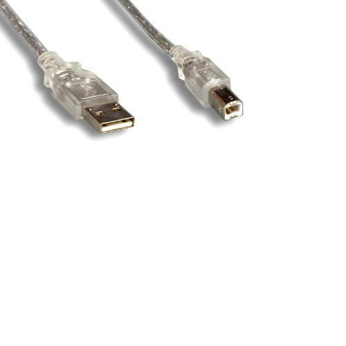 KENTEK USB 2.0 Type A to B Cable 28 AWG Male High Speed M/M Cord Data Transfer Sync Charge Power for PC HDD Scanner Printer Modem Camera Clear