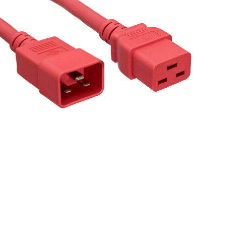 Kentek 3 Prong US AC Power Cord IEC320 C19 to C20 Extension Cable 12 AWG 20A 250V Red Heavy Duty for Servers/Routers/Network Switches/Blade Server Enclosures