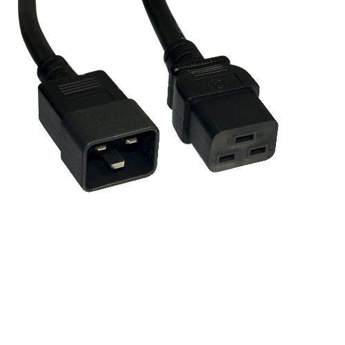 Kentek 3 Prong AC Power Cord IEC320 C19 to C20 Extension Cable 12 AWG 20A 250V Heavy Duty Black for Servers/Routers/Network Switches/Blade Server Enclosures