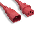Kentek Red IEC-60320 C13 to C14 Power Extension Cable 14 AWG 15A/250V SJT Heavy-Duty for PDU, UPS