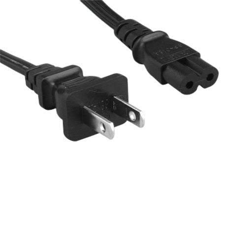 Kentek 2 Prong AC Power Cord NEMA1-15P/IEC320 C7 18 AWG 10A 125V Non-Polarized Black Figure 8 Shape