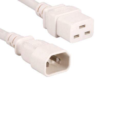 Kentek US AC Power Cord 3 Prong Extension Cable IEC320 C14 to C19 14 AWG 15A 250V White SJT Heavy Duty for Servers/Routers/Network Switches/Blade Server Enclosures/Data Rack