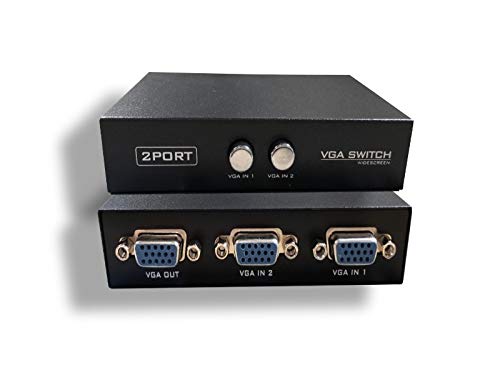Kentek VGA HD15 2 Way Manual Data Switch Box Push Button Style 15 Pin Female I/O AB Port for PC MAC to Video Display Monitors