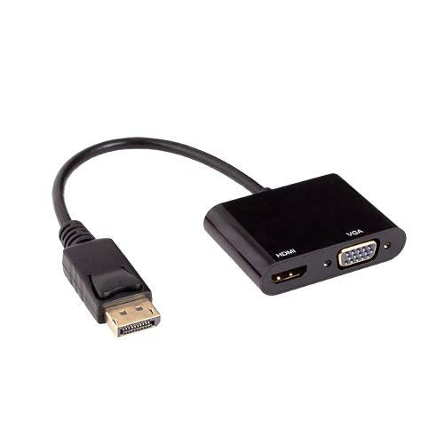Kentek Displayport 1.2 Male to 4K HDMI and VGA HD15 Female M/F/F 2 in 1 Combo Passive Adapter Converter Cord Display Port DP 4K Resolution HDTV Ready Black