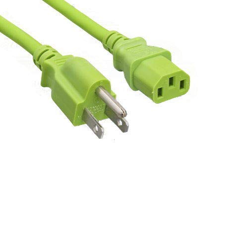 Kentek Standard US 3 Prongs AC Power Cord NEMA5-15P/IEC320 C13 18AWG 10A 125V Green