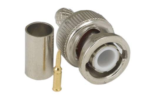 Kentek BNC Crimp Type Male Adapter Connector 3PC Style 75 Ohm Coax Coaxial RG-59U RG-62U