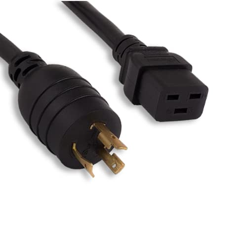 Kentek NEMA L6-20P to IEC-60320 C19 Power Cable 12 AWG 20A/250V SJT Locking for Network, Data Center
