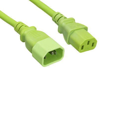 Kentek US Extension 3 Prongs AC Power Cord IEC320 C13 to C14 18 AWG 10A 250V Green for PC/Monitor