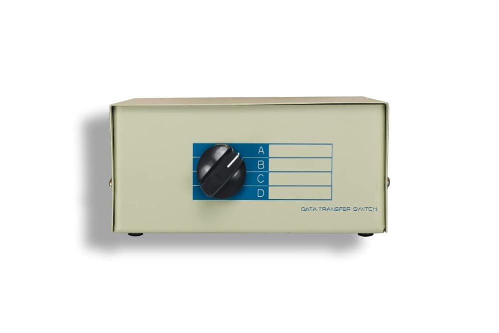 KENTEK BNC 4 Way Manual Data Switch Box Female I/O ABCD Port for Coaxial BNC Interface Video Display Monitors