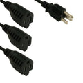 Kentek Power Extension Splitter Cable NEMA5-15P to 3X NEMA5-15R 14 AWG 15A/125V SJT 1 to 3 Heavy-Duty