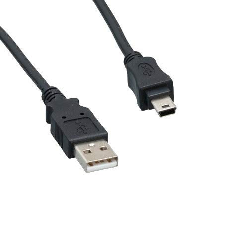KENTEK USB 2.0 A Male to Mini B 5 Pin Male Cable 28 AWG High Speed M/M Cord Data Transfer Sync Charge Power Black for Digital Camera Cell Phone PDA PC