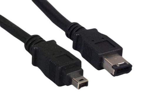 KENTEK 6 Pin to 4 Pin IEEE-1394A 1394 Firewire iLINK DV Cable Cord 400 Mbps for PC MAC DV IEEE1394 Black