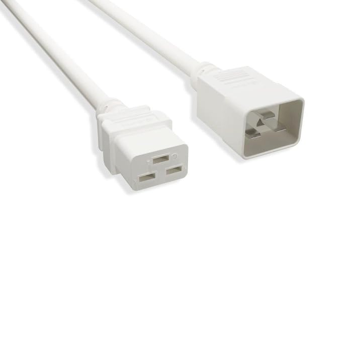 Kentek White 12AWG Color Power Cable IEC60320 C19 to IEC60320 C20 20A/250V Jumper Cord