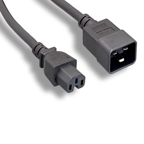 Kentek IEC-60320 C15 to C20 AC Power Cable 14 AWG 15A/300V SJT for Server, Network, PDU, UPS