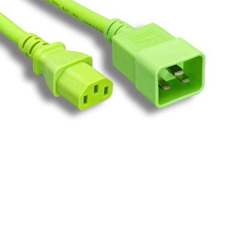 Kentek AC Power Cord Three Prongs 3 Prong Cable IEC320 C13 to C20 14 AWG 15A 250V Green SJT Heavy Duty for Servers/Networking Device/Computer